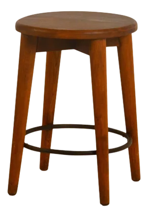 Patinated Oak Stool in the Style of Les Artisans De Marolles