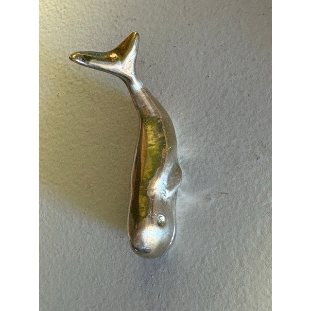 Vintage Brass Whale Figurine Paperweight For Sale - Image 9 of 9