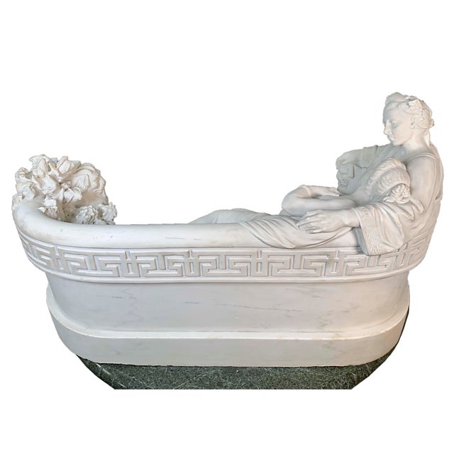 Monumental Italian Carrara Marble Sculpture of Cleopatra and Mark Antony Late 19th Century Neoclassical Sculptural Group...