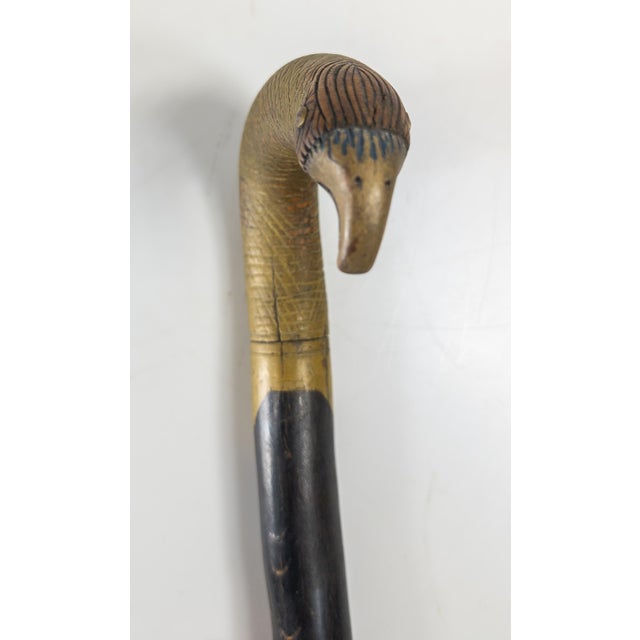 Wood 19th Century American Folk Art Carved Bird Eagle Head Cane or Walking Stick For Sale - Image 7 of 18