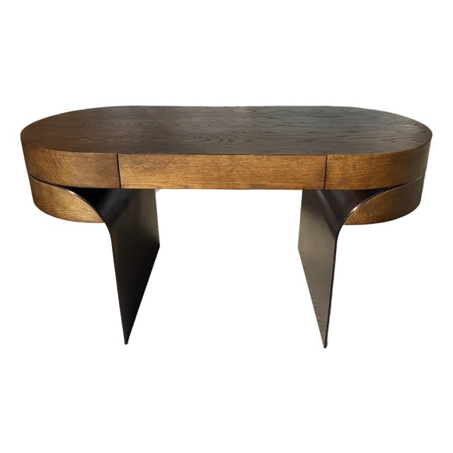 Restoration Hardware Elodi Desk in Brown Oak For Sale