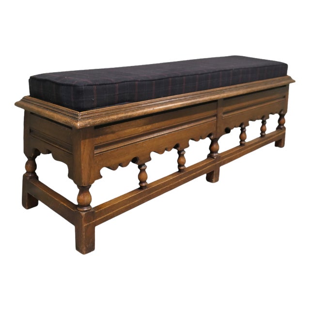 Vintage Hall Bench in Oak, 1920 For Sale