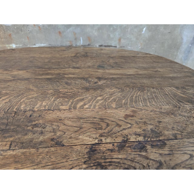 Large Mid-Century Round Oak Coffee Table, 1970s For Sale - Image 13 of 16