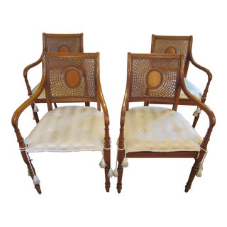 1960s Empire Style Cane Back Armchairs - Set of 4 For Sale