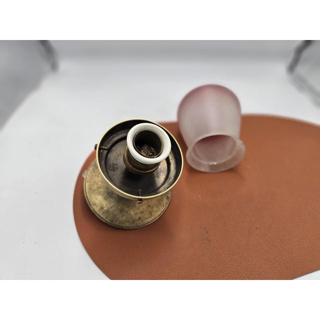 1920s Art Deco Glass and Brass Ceiling Lamp, 1920s For Sale - Image 5 of 6