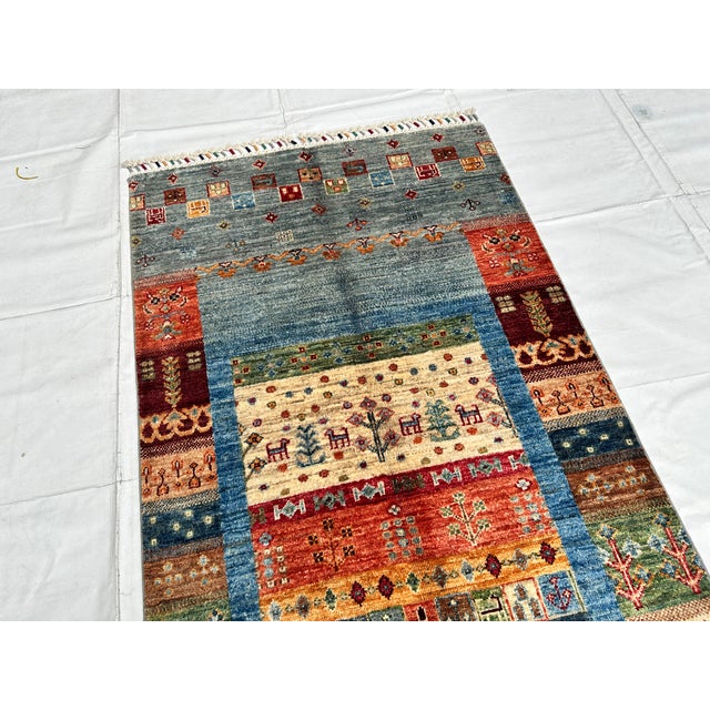 Multicolor Chobi Gabbeh Hand-Knotted Wool Runner - 8'3" X 2'10" For Sale - Image 4 of 11