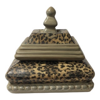 1980s Ceramic Box With Papier-Mâché Leopard Motif For Sale