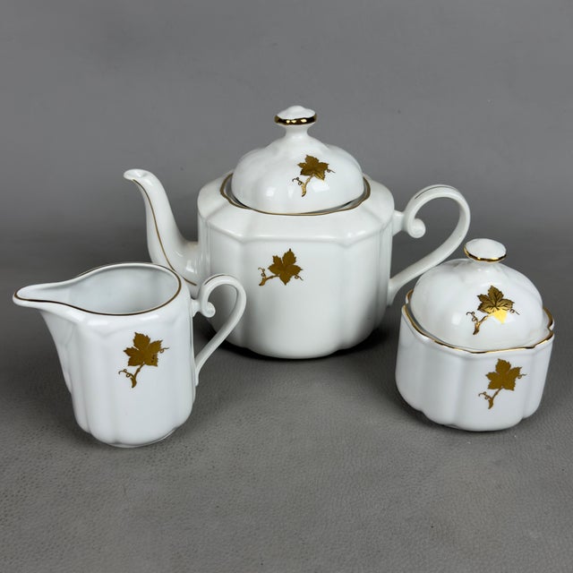 Gold Leaf Porcelain Coffee Service from Regent Alba Iulia, Set of 27 For Sale - Image 5 of 11