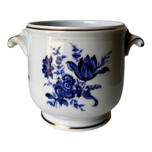 Richard Ginori Cachepot With Blue and White Floral Design