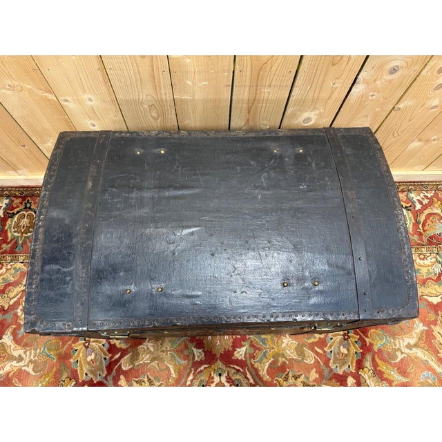 19th Century Leather and Brass Domed Military Travel Trunk by Captain Acard, Artillery For Sale - Image 3 of 8