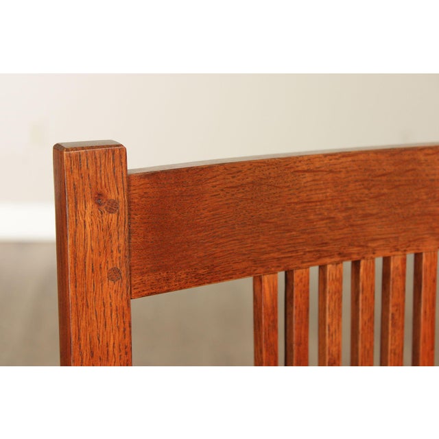 Stickley Mission Collection Pair of Oak Spindle Armchairs For Sale - Image 11 of 18