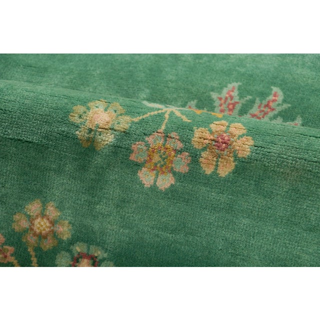 Contemporary Chinese Deco Style Green Floral Square Wool Rug by Rug & Kilim For Sale In New York - Image 6 of 9