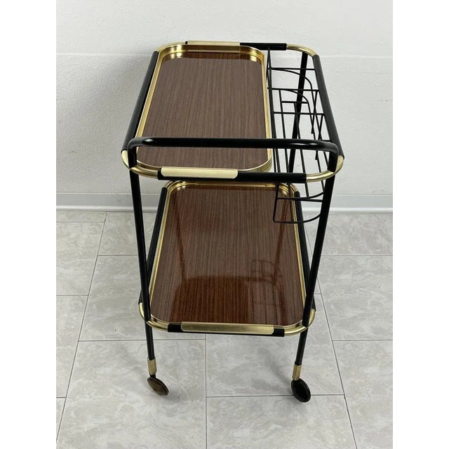 Metal Mid-Century Bar Trolley in Brass, 1960s For Sale - Image 7 of 12