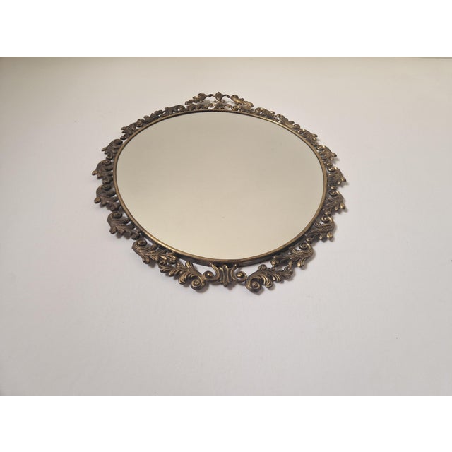 Baroque Oval Bronze Wall Mirror, 1960s For Sale - Image 9 of 17