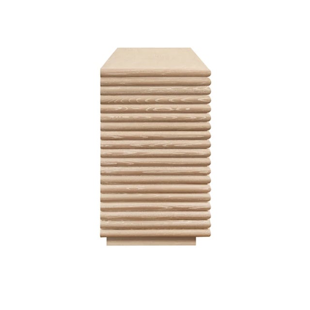 Worlds Away Matthew Izzo Home Giovanni Cerused Oak Four Door Buffet With Brass Hardware For Sale - Image 4 of 6