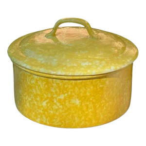 1960s Stangl Yellow Spongeware Pottery Covered Casserole - 1.5 Q