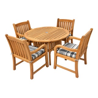 Royal Teak Patio Set Table and 4 Chairs For Sale