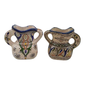 Mid 20th Century Andalusian-Patterned Ceramic Vases With Handles - Set of 2