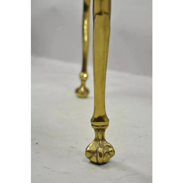 Vintage Regency Maison Jansen Style Brass Swan & Glass Small Round Coffee Table For Sale - Image 12 of 12