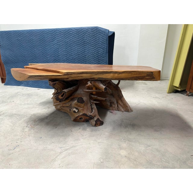 Mid 20th Century Vintage Driftwood Coffee Table, Live Edge