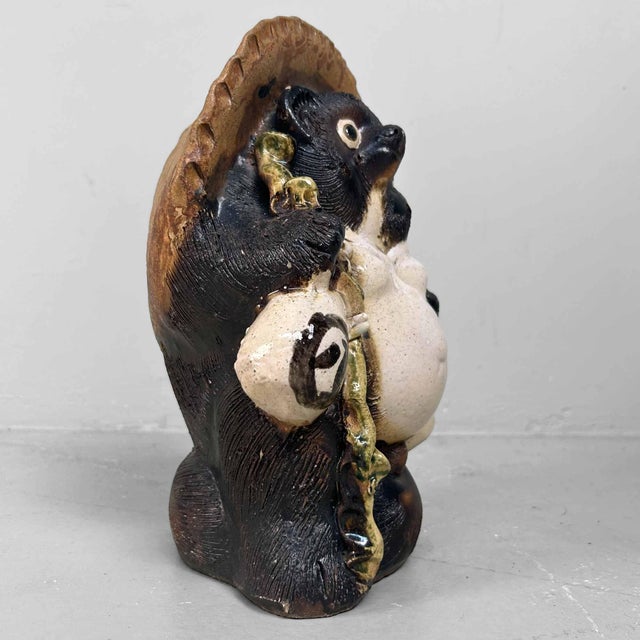 1980s Mid-Century Tanuki Statue in Shigaraki Pottery, Japan, 1980s For Sale - Image 5 of 13