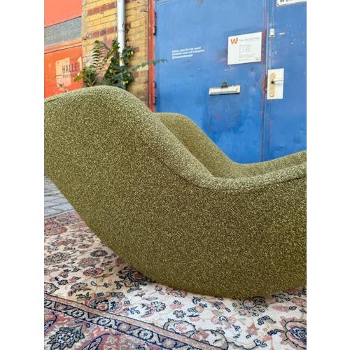 Reclining Chair in Moss Green Bouclé, Italy For Sale - Image 10 of 11