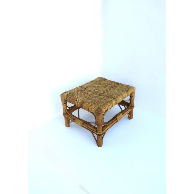 Wicker Rattan Footstool For Sale - Image 4 of 14