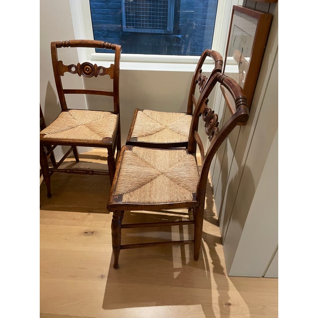 Chestnut 7 Antique Hitchcock Style Chairs in Excellent Condition For Sale - Image 8 of 8