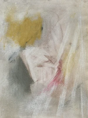 Threshold of Memory IV - Original Drawing Charcoal Art by Carrie Bergey Magenta Yellow White Grey