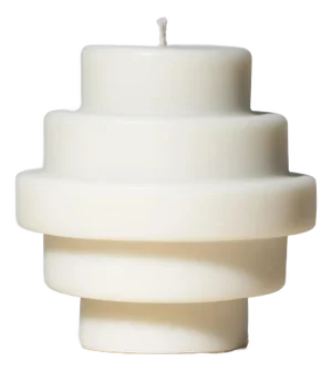 Sculptural Postmodern Beeswax Pillar Candle No.04 in Alabaster White