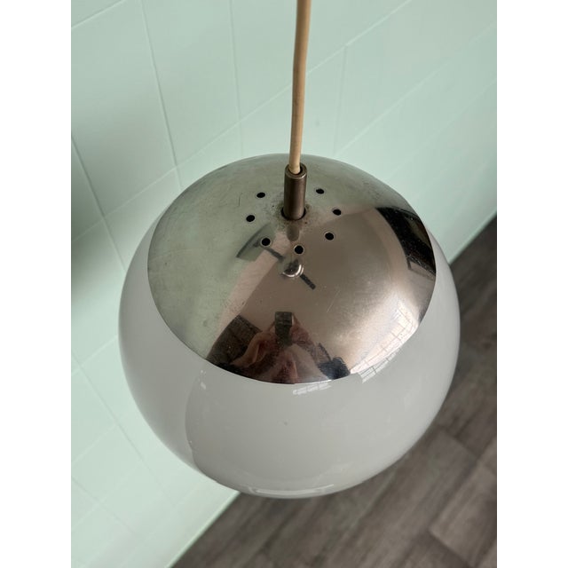 Italian Space Age Glass and Steel Pendant Lamp, 1960s For Sale - Image 10 of 16