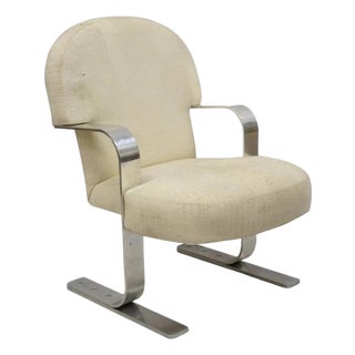 Vintage Mid Century Modern Aluminum Flat Bar Ski Base Cantilever Lounge Chair For Sale