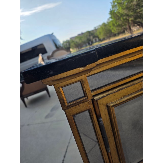 Mirrored Buffet Cabinet With Black Stone Top For Sale - Image 9 of 13