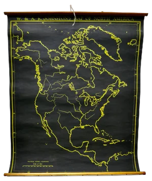 Black University Chart Map of North America, 1920s