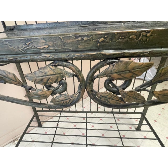 Vintage Designer Faux Bois Iron & Glass Etagere For Sale - Image 10 of 11