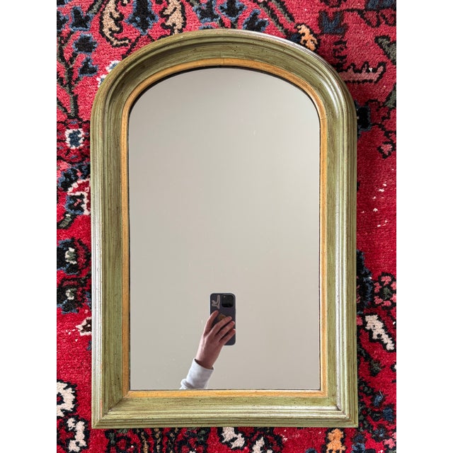 Vintage Green and Gold Arched Mirror For Sale - Image 9 of 10