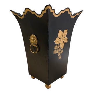 Vintage Italian Tole Style Cache Pot, Lions Head Knockers For Sale