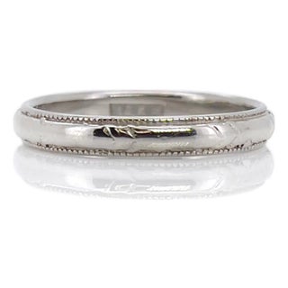 Art Deco White Gold Jr Wood Ring, Size 6.75 For Sale
