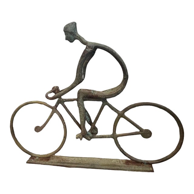 Vintage Bicycle Metal Table Sculpture Modern Aged Patina Bike For Sale