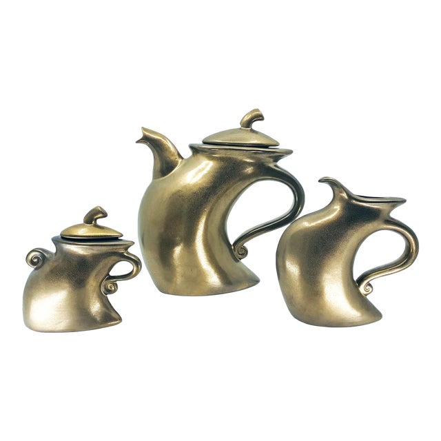 1980s Michael Lambert “Dancing” Tea Set- 3 Pieces For Sale