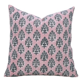 Fabdivine Artisan Block Print Throw Pillow Cover 18x18 Inch Duck Canvas-Betal Leaf For Sale