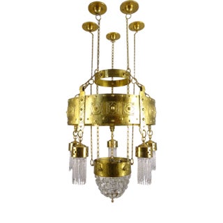 Large Art Nouveau Chandelier in Brass, Vienna, 1890s For Sale