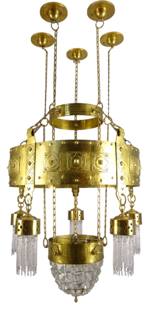 Large Art Nouveau Chandelier in Brass, Vienna, 1890s