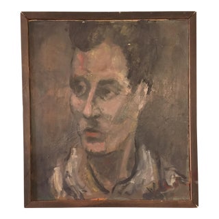 Vintage 1950s Oil on Canvas Portrait Painting by William Clutz For Sale