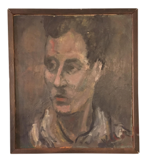 Vintage 1950s Oil on Canvas Portrait Painting by William Clutz