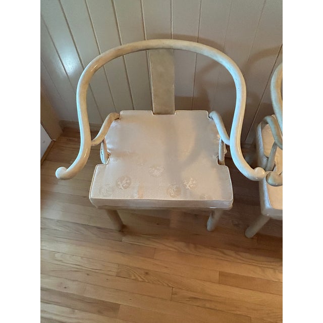 Asian 1960s James Mont Style Horseshoe Asian Chairs - Set of Two With Cushions For Sale - Image 3 of 5