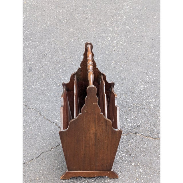 Vintage Mahogany Canterbury Magazine Rack Featuring a Scalloped Wood Design For Sale - Image 4 of 9