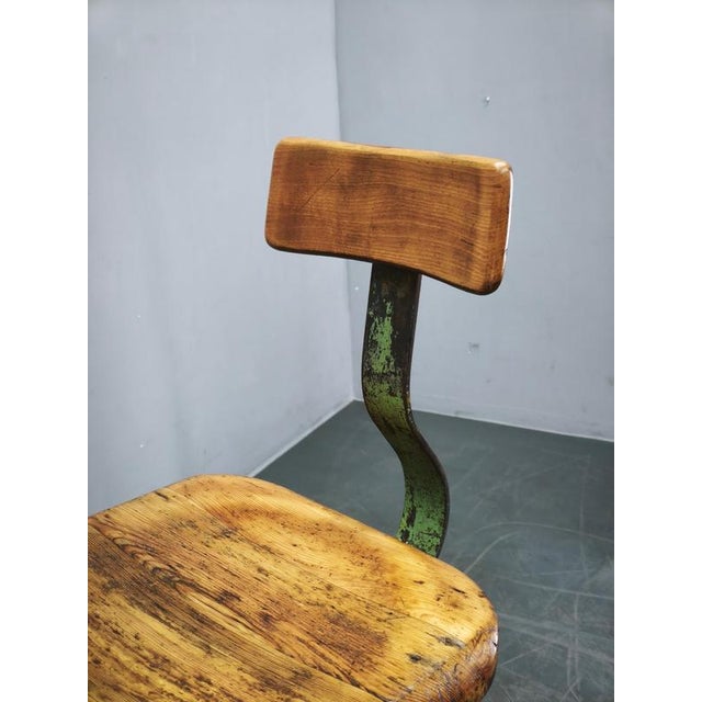 1940s Industrial Height-Adjustable Swivel Workshop Chair, Former Czechoslovakia, 1940s For Sale - Image 5 of 16