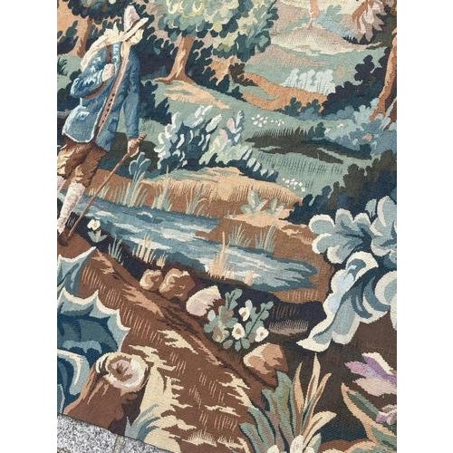 Mid-Century Handwoven Aubusson The Man Near the River Tapestry, 1970s For Sale - Image 15 of 18