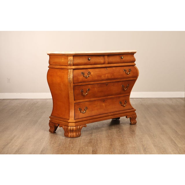 French Century Furniture French Style Bombe Chest With Marble Top For Sale - Image 3 of 18